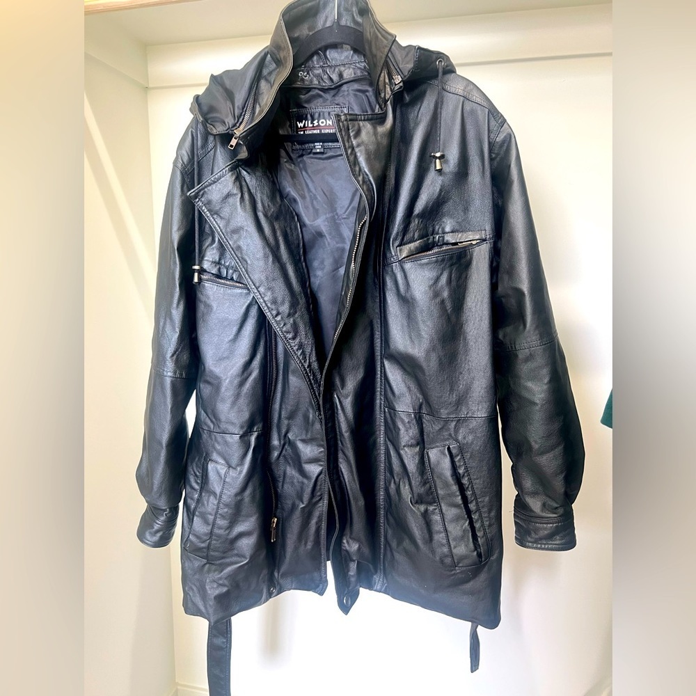 Wilson’s Leather Oversize Hooded Leather Jacket In Size M